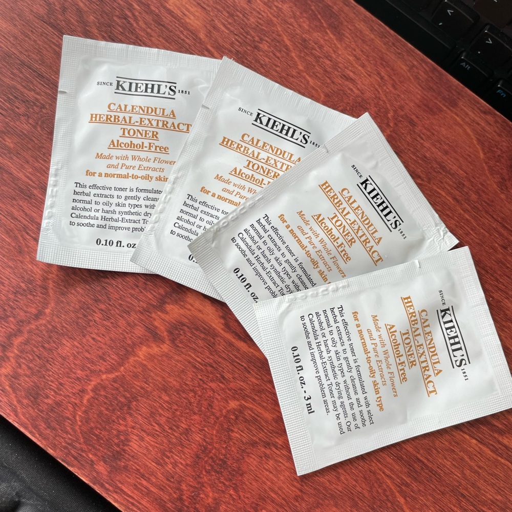 SET OF 4 Kiehl's Calendula Herbal Extract Toner Samples